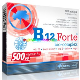 B12 Forte Bio-Complex 30 db kapszula, ALBION, B12, B6, Folsav, E-vitamin, Vas, Kálcium - Olimp Labs