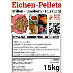 100%-os Tisztaságú élelmiszeripari Tölgyfa Pellett 15kg (3797)