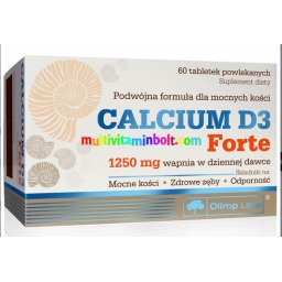 Calcium D3 Forte 60 db tabletta, D3-vitaminnal 2000 NE és szerves kálcium 1250 mg/ 2 tabletta - Olimp Labs