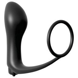 Analfantasy - ujj anál vibrátor péniszgyűrűvel (fekete)
