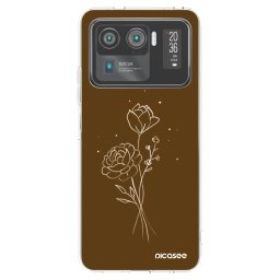 Átlátszó szilikon tok az alábbi mobiltelefonokra Xiaomi Mi 11 Ultra - Brown flowers