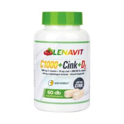 LenaVit C1000 + szerves cink + D3 2000 NE + 60 mg csipkebogyó filmtabletta 60x