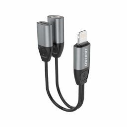 Dudao L17i adapter átalakító kábel Lightning - Lightning + 3,5 mm mini jack (fülhallgató + töltő) (szürke)