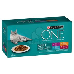 Purina One teljes értékű állateledel felnőtt macskák számára - csirke, marha, bárány, tengeri hal 40 x 85 g