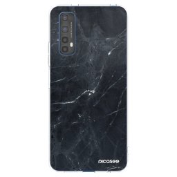 Átlátszó szilikon tok az alábbi mobiltelefonokra Realme 7 - Black marble