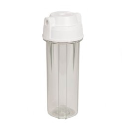 Aquafilter 10"-os Szűrőház átlátszó, dupla "O" gyűrűs, 1/4" csatlakozással