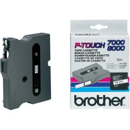 Brother TX-211 öntapadós laminált fehér alapon fekete P-touch szalag