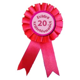 Kitűző, rózsaszín, Boldog 20. születésnapot
