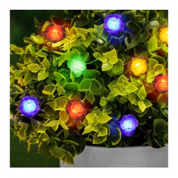 LED szolár fényfüzér - virág - 2,3 m - 20 LED - színes