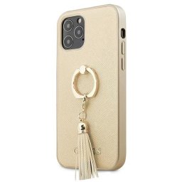 Guess Saffiano iPhone 12/12 Pro telefontok gyűrűvel (bézs)