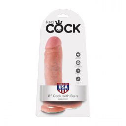 King Cock 8" dildó, herékkel (20 cm - világos bőrszín)