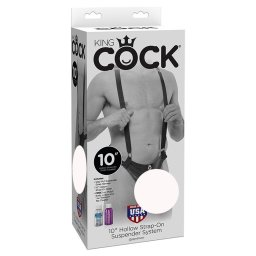 King Cock 10" felcsatolható dildó, vállpántos hámmal (világos bőrszín).