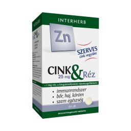 Interherb Szerves cink 25 mg és réz tabletta 60x