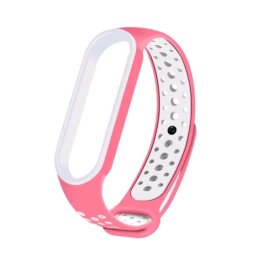 Xiaomi Mi Band 5 / Xiaomi Mi Band 6 / Amazfit Band 5 szíj rózsaszín-fehér