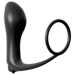 Analfantasy - ujj anál vibrátor péniszgyűrűvel (fekete)