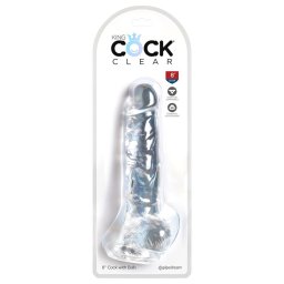 King Cock Clear 8 - tapadókorongos, herés dildó (20 cm)