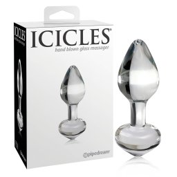 Icicles No. 44 - kúpos, üveg anál plug (átlátszó)