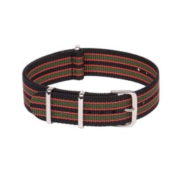 NATO SZÍJ, FEKETE/PIROS/ZÖLD, 20MM