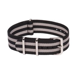 NATO SZÍJ, FEKETE/SZÜRKE, 22MM