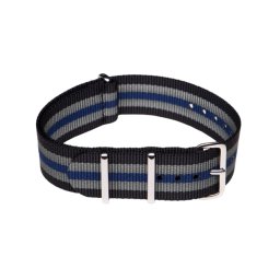NATO SZÍJ, FEKETE/SZÜRKE/KÉK, 22MM