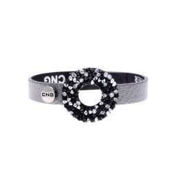 CNG antracit mintás karkötő fekete-fehér kristállyal