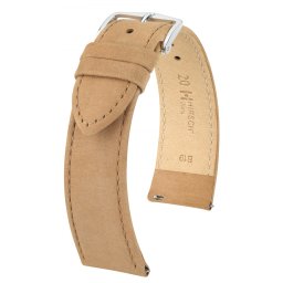 Hirsch Osiris Nubuck borjúbőr óraszíj, beige, 20/18