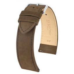 Hirsch Osiris Nubuck borjúbőr óraszíj, sötétbarna, 18/16