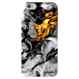 Átlátszó szilikon tok az alábbi mobiltelefonokra Apple iPhone 6/6S - Black Gold 2