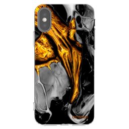 Átlátszó szilikon tok az alábbi mobiltelefonokra Apple iPhone X/XS - Black Gold