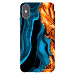 Átlátszó szilikon tok az alábbi mobiltelefonokra Apple iPhone X/XS - Gold blue