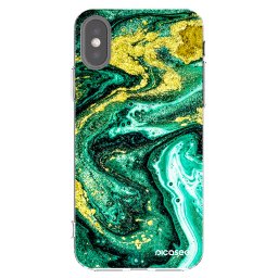 Átlátszó szilikon tok az alábbi mobiltelefonokra Apple iPhone X/XS - Green Gold
