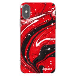 Átlátszó szilikon tok az alábbi mobiltelefonokra Apple iPhone X/XS - Red black