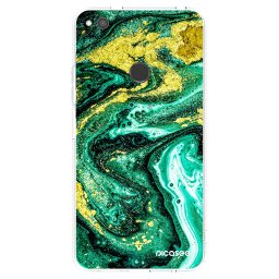 Átlátszó szilikon tok az alábbi mobiltelefonokra Huawei P9 Lite 2017 - Green Gold
