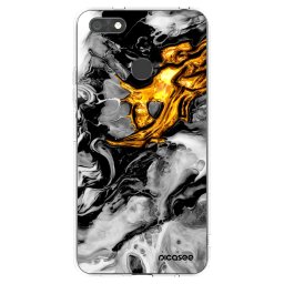 Átlátszó szilikon tok az alábbi mobiltelefonokra Huawei P9 Lite Mini - Black Gold 2