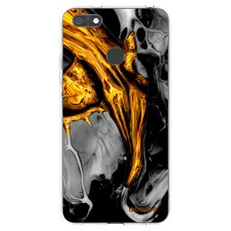 Átlátszó szilikon tok az alábbi mobiltelefonokra Huawei P9 Lite Mini - Black Gold