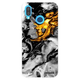 Átlátszó szilikon tok az alábbi mobiltelefonokra Huawei P20 Lite - Black Gold 2