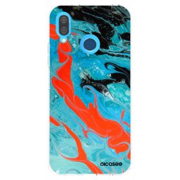 Átlátszó szilikon tok az alábbi mobiltelefonokra Huawei P20 Lite - Blue Magma