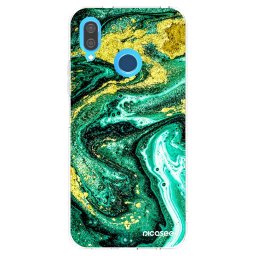 Átlátszó szilikon tok az alábbi mobiltelefonokra Huawei P20 Lite - Green Gold