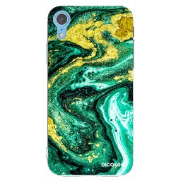 Átlátszó szilikon tok az alábbi mobiltelefonokra Apple iPhone XR - Green Gold