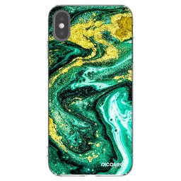 Átlátszó szilikon tok az alábbi mobiltelefonokra Apple iPhone XS Max - Green Gold