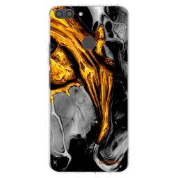 Átlátszó szilikon tok az alábbi mobiltelefonokra Huawei P Smart - Black Gold