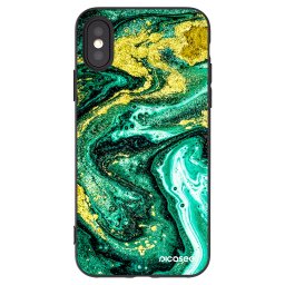 Fekete szilikon tok az alábbi mobiltelefonokra Apple iPhone X/XS - Green Gold