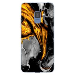 Átlátszó szilikon tok az alábbi mobiltelefonokra Samsung Galaxy S9 G960F - Black Gold