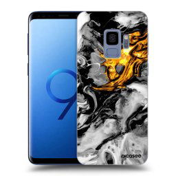 Fekete szilikon tok az alábbi mobiltelefonokra Samsung Galaxy S9 G960F - Black Gold 2