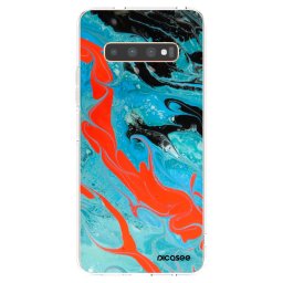 Átlátszó szilikon tok az alábbi mobiltelefonokra Samsung Galaxy S10 Plus G975 - Blue Magma