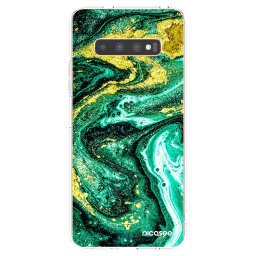 Átlátszó szilikon tok az alábbi mobiltelefonokra Samsung Galaxy S10 Plus G975 - Green Gold