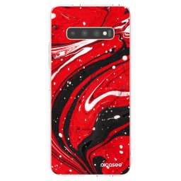Átlátszó szilikon tok az alábbi mobiltelefonokra Samsung Galaxy S10 Plus G975 - Red black