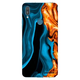 Átlátszó szilikon tok az alábbi mobiltelefonokra Huawei Y7 2019 - Gold blue