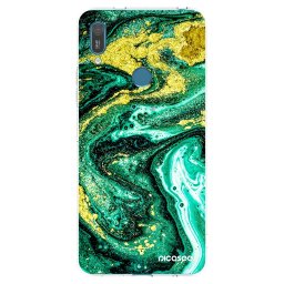 Átlátszó szilikon tok az alábbi mobiltelefonokra Huawei Y7 2019 - Green Gold