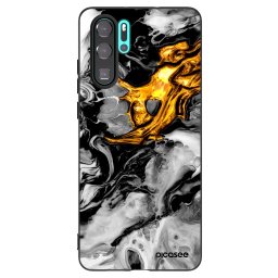 Fekete szilikon tok az alábbi mobiltelefonokra Huawei P30 Pro - Black Gold 2
